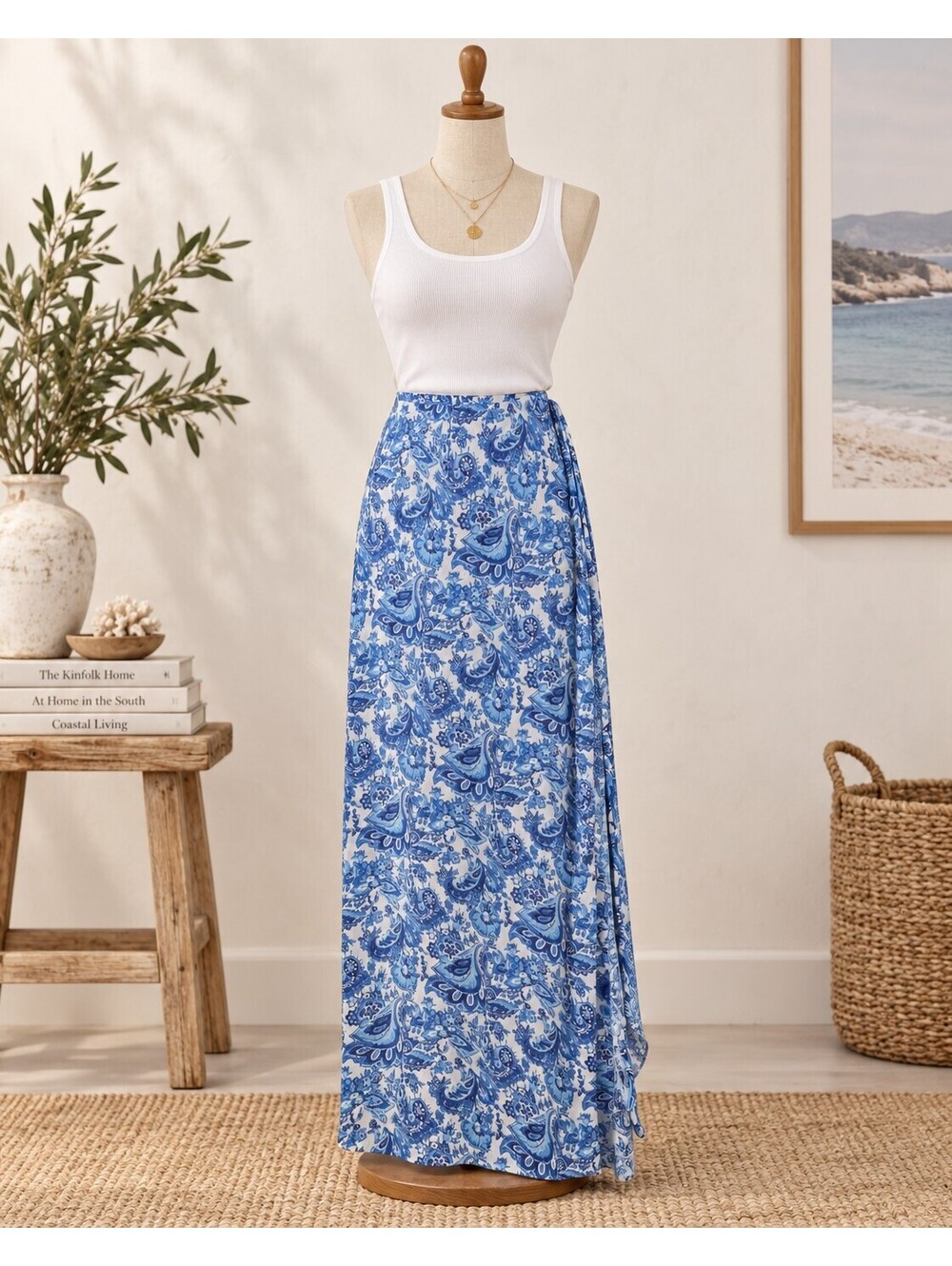 Mesh swimsuit coverup blue floral